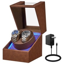 Watch Winder for Automatic Watches, Double Watch Widner with Led Light 4 Mode...