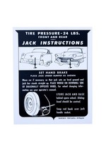 1954 Cadillac All Regular Jack Instruction Decal Reproduction 1954 Cadillac All Regular Jack Instruction Decal Reproduction