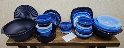NEW 36 pc Tupperware Classic Servalier Blues Set Open Box