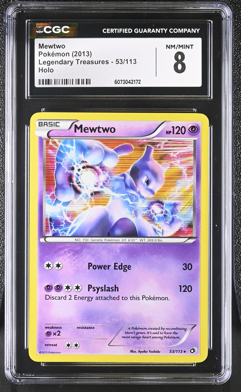 CGC 8 Mewtwo 2013 Legendary Treasures 53/113 Holo Pokemon Card