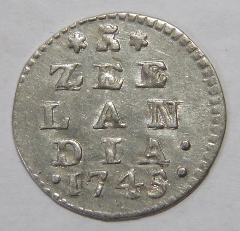 NETHERLANDS ZEELAND 1745 2 STUIVERS DUTCH CROWNED LION SILVER WORLD COIN 🌈⭐🌈