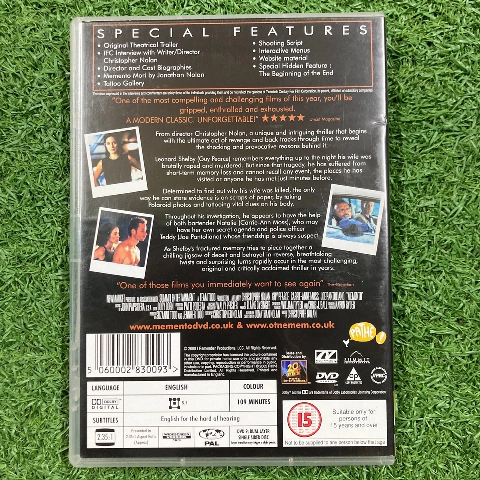 Memento - DVD ( Region 2 ) - image 2 of 3