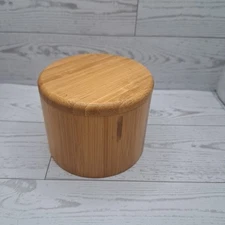 Totally Bamboo Salt Cellar Round Wood Storage Box w/ Magnetic Swivel Lid 3 Inch