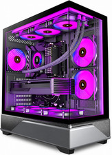PC CASE 6 PWM ARGB Fans Pre-Installed, Mid-Tower Gaming PC Case, Panoramic Tempe