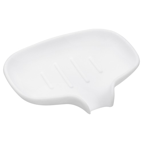 Soap Dish with Drain Tray Silicone Self Draining Waterfall Soap Saver White