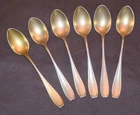 Antique Reed & Barton, "1891 Athenian" gilded,sterling dematasse spoon set of 6