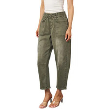 NEW WAKEE DENIM BARREL JEANS -KHAKI-S6-22
