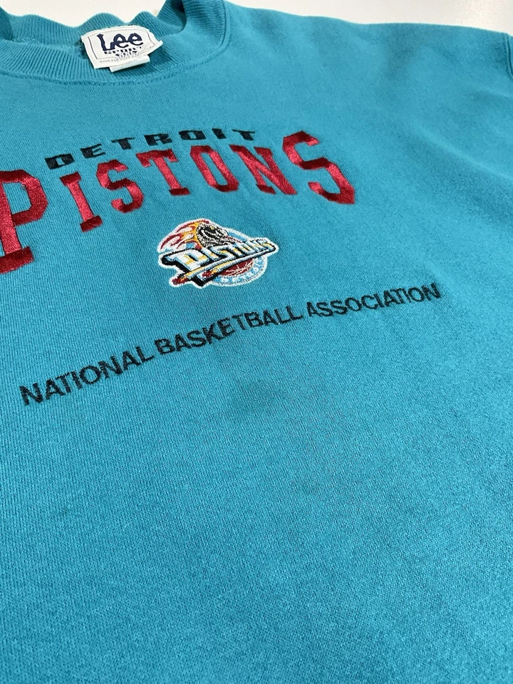 Sudadera De Colección Detroit Pistons Talla XXL Teal Horse Logo NBA Lee Sport Años 90 Foto 3 de 4