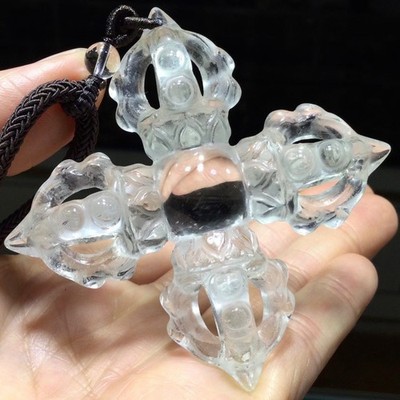 44.32g Natural White crystal Vajra pestle quartz crystal Reiki Healing pendant
