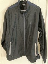 Nike Full Zip Jacket Windbreaker Black W/ Navy Stripe Ventilated Mens Size XL