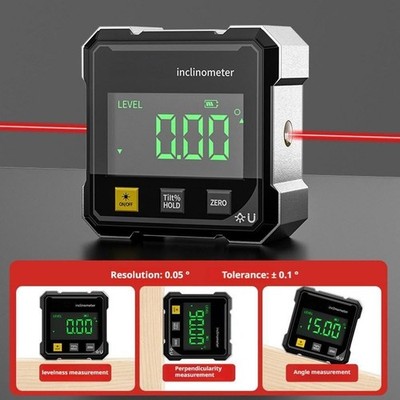 Digital Angle Finder with Electronic Laser,4-Side Magnetic Angle Gauge,Woodwork