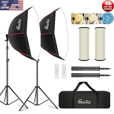 110W Softbox Lighting Kit 37 Inch Octagonal LED Studio Lights Remote Control New