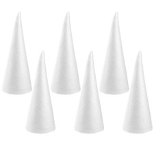 6Pcs Durable White Foam Cones for Christmas DIY Craft Holiday Decoration