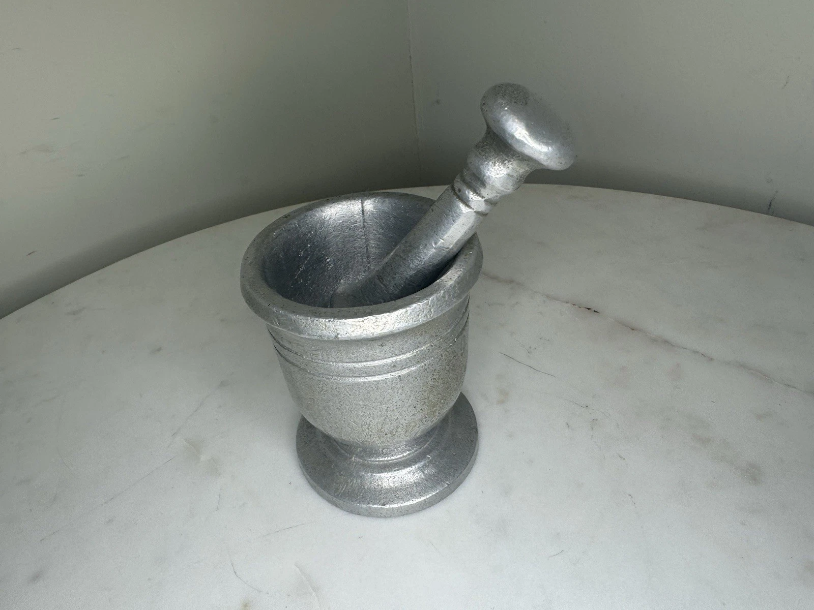 Vintage WILTON RWP Pewter Mortar & Pestle Apothecary Grinder 5" Tall