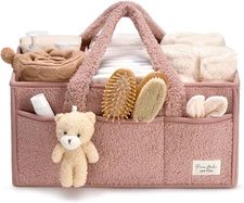 Perabella Baby Diaper Caddy Organizer with Handle, Boy & Girl Shower Gift Basket