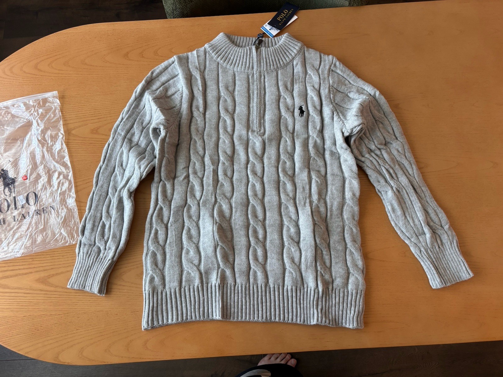 Polo Ralph Lauren Men’s Cable-Knit Quarter-Zip Sweater Gray - S, M, L, XL thumbnail 4