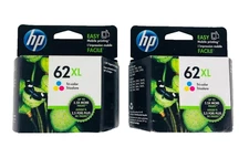 GENUINE 2-PACK HP 62XL TRI-COLOR INK CARTRIDGES OFFICEJET 5740 C2P07AN SEALED