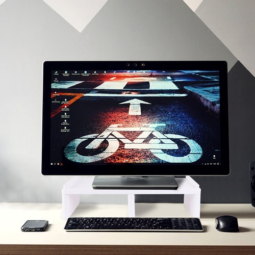 Display Ständer Computer Monitor Erhöhung weiß Halterungen Bildschirm erhöhtes Regal - Bild 2 von 12