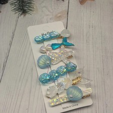 Hair Clips 6 Pcs Starfish Seashell Hair Clips Mermaid Costume Pearl Beach Ocean