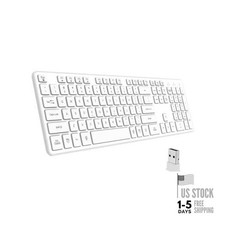 Slim Wireless Keyboard for Mac and Windows, Ultra Quiet White-1  AAA battery 