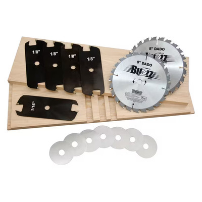 8 In. Carbide Stacking Dado Blade Set - 14-Pieces for Smooth and Precise Flat-Bo