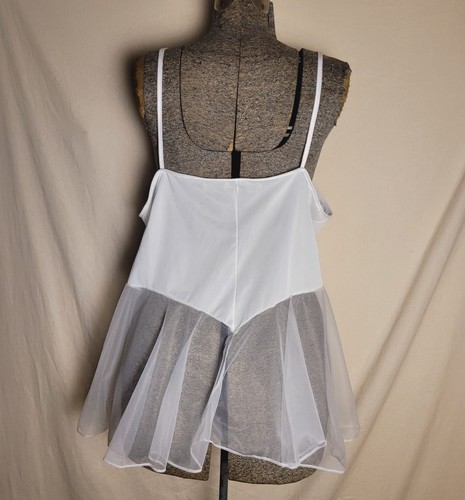 Vintage 90s Y2K Deadstock Lingerie Set Babydoll Mini White Volup XL/1X Sequin  - Picture 5 of 13