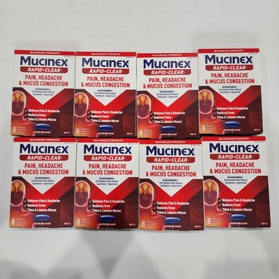 8PK Mucinex Rapid Clear Severe Congestion Relief LIQUID GEL Exp 04/2027 - 64CAP