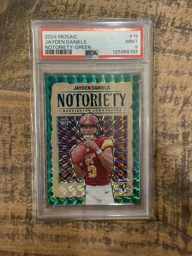 2024 PANINI MOSAIC NOTORIETY GREEN #19 JAYDEN DANIELS ROOKIE RC PSA 9