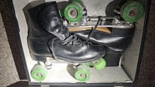 Vintage Sure-Grip Century Roller Skates w/ Case - Black Leather - Size 6
