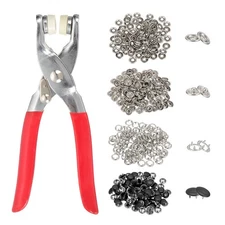 100Set Metal Snap Button Kit 10mm Solid Prong Snap Button Fasteners Tool Black