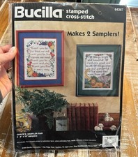 Bucilla Graces Sampler Pair Stamped Cross Stitch Kit 64387 Religious New Vintage