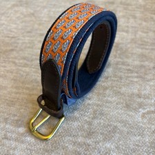 Vineyard Vines Mens Orange Jetboat Print Belt Leather Size 30Coastal