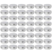 Moretoes 48 Pack 2 Oz Metal Round Tins Aluminum Tin Cans Containers with Scre...