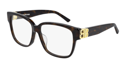BALENCIAGA BB0104O 002 Rectangular Squared Havana Gold 56 mm Women's Eyeglasses - Picture 7 of 7