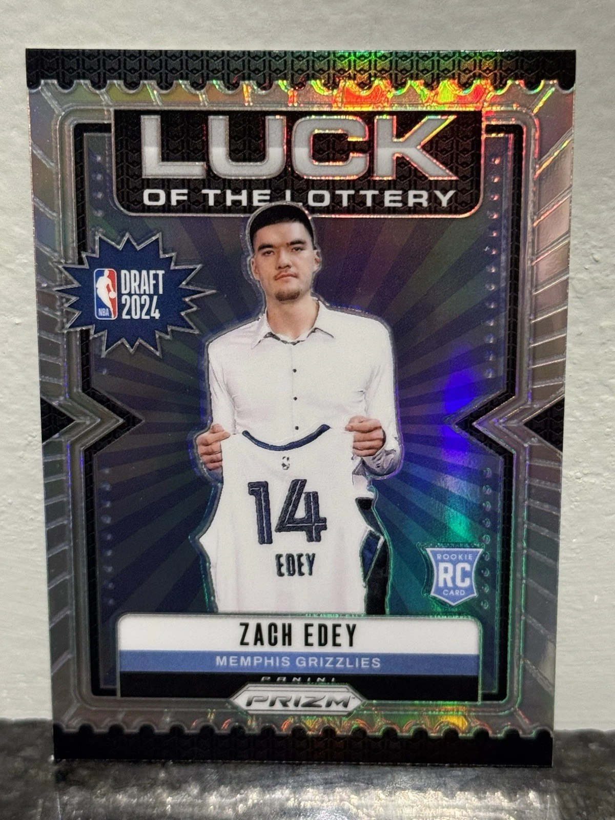 Zach Edey 2024-25 Panini Prizm RC Luck of the Lottery Silver Prizm Grizzlies