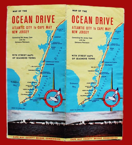 OCEAN DRIVE NEW JERSEY SHORE TOURISM ROAD MAP BROCHURE 1967 VINTAGE TRAVEL