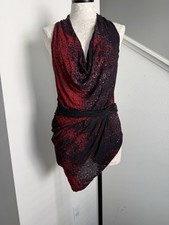 NWT Halston Heritage Plum Halter Floral Blouse Shirt Dress Size 6 Small