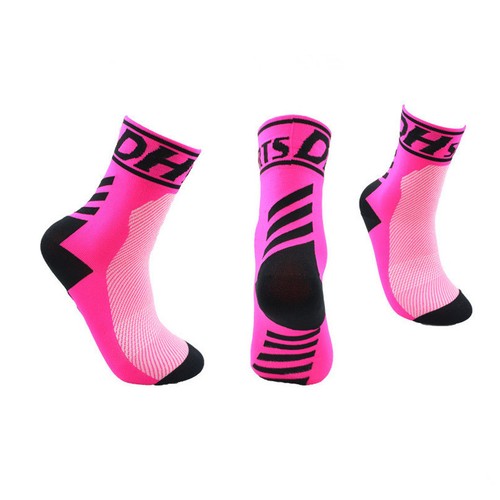 2 Paia Calzini Pro Ciclismo Strada Bici Equitazione Sport Calzini Caviglia Verde Rosa - Foto 6 di 13