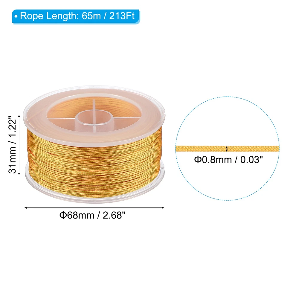 Cuerda de nailon trenzada de 0,8 mm x 426 pies para pulseras, amarilla Foto 2 de 4