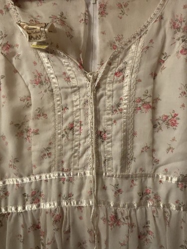 Vintage Gunne Sax Romantic Renaissance Bridal Corset Dress Floral Ivory - Picture 3 of 24