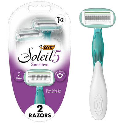 BIC Soleil 5 Sensitive Women s Disposable Razors, 5 Blade, 2 Pack