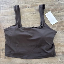 Athleta Sport Bra Womens XL Brown  A-C Cups Transcend Square Neck Crop NWT