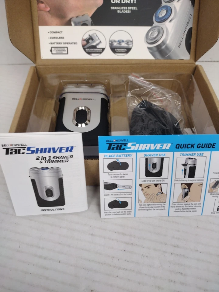 Bell Howell Tac Afeitadora Bigote y Barba Afeitadora Rotativa con Recortadora Pop-Up USADA Foto 3 de 4