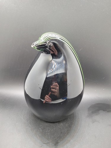 Livio Seguso Murano Style Hand Blown Glass Hedgehog Black Green Stripe - Picture 3 of 10