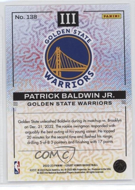 2022-23 Panini Court Kings Rookies III Patrick Baldwin Jr #138 Rookie RC - Image 2 of 2