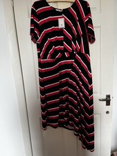 Tu Plus Size Dress Size Uk 22 Asymmetrical Hem NEW Black, Red & White