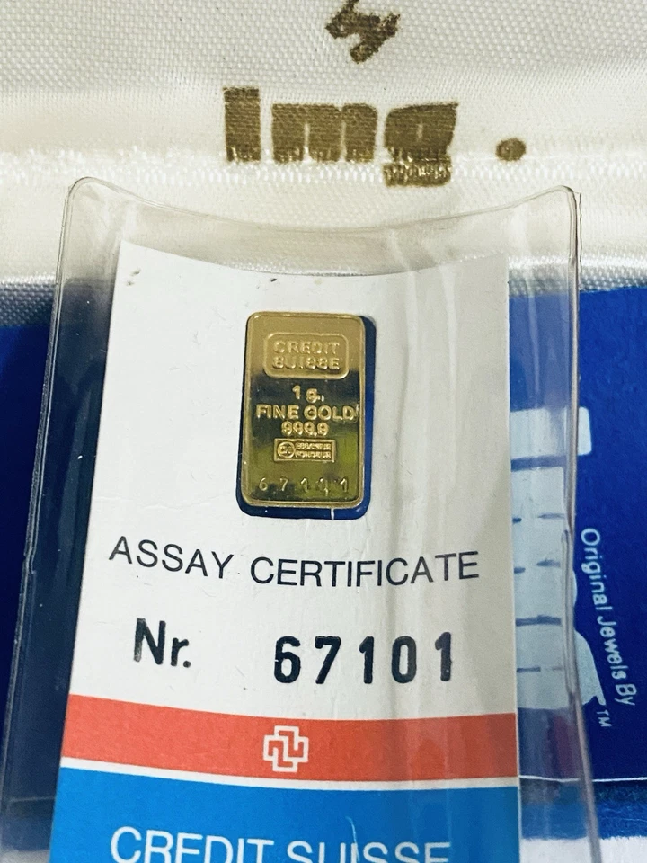 瑞士信贷 1 克 0.9999 金条 14k 金色带盒 1981 — 第 4/4 张图片