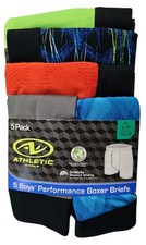 Athletic Works Boys 5 Pk Performance Boxer Briefs Underwear Large 10-12 NEW