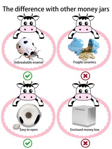 Kuh Sparschwein, Kinder Spardose für Jungen, niedliches Münzbank großes Sparschwein, Plas... - Bild 6 von 8