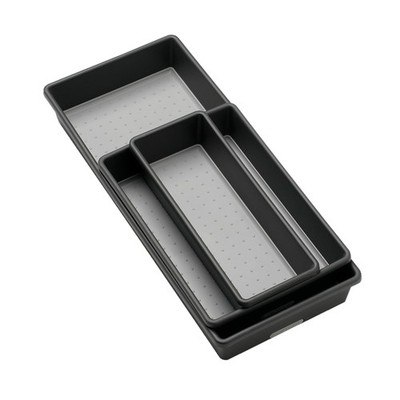 madesmart 3 Bin Drawer Organizer Set, Multi Purpose Storage Set of 3, Granite